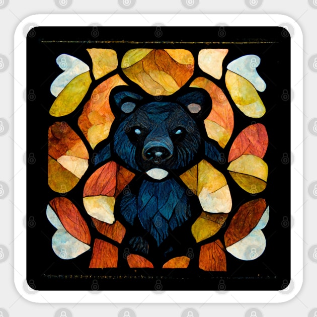 Black Bear  Stained Glass Sticker by DebbiesDashingDesigns